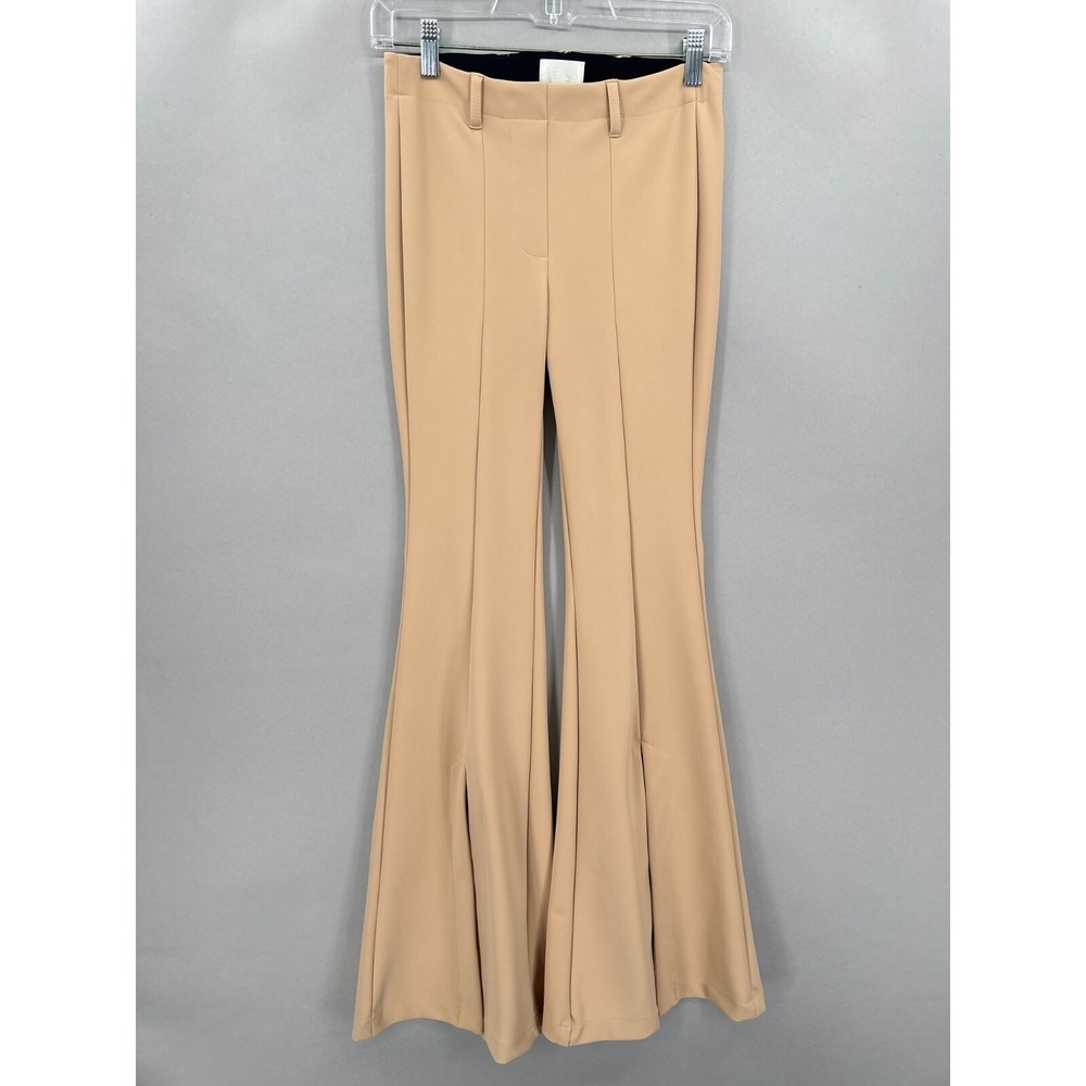 Aella Pants Womens 2  Matte‎ Skin Flare Bell Bottoms Split Hem Fishtail Nude Tan